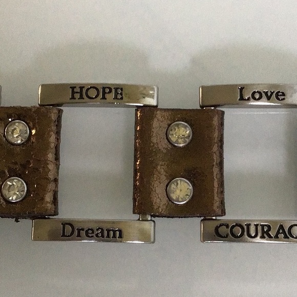 Bronze Real Leather Snap Faith Bracelet - Picture 2 of 8